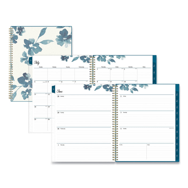 Blue Sky Bakah Blue Academic Year Weekly/Monthly Planner, Floral Artwork, 11 x 8.5, Blue/White Cover, 12-Month (July-June): 2022-2023