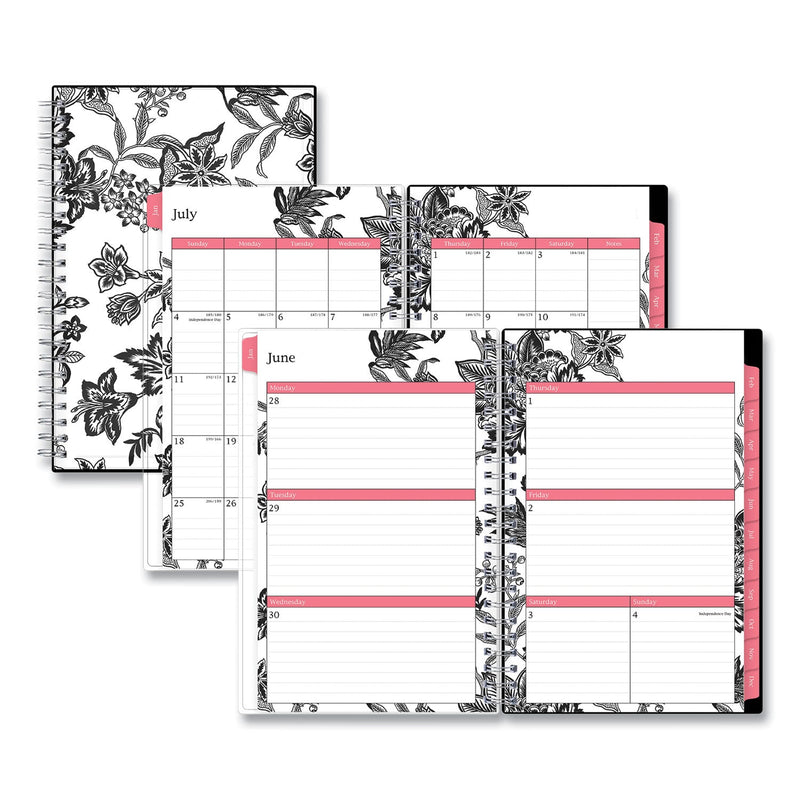 Blue Sky Analeis Create-Your-Own Cover Weekly/Monthly Planner, Floral, 8 x 5, White/Black/Coral, 12-Month (July to June): 2022 to 2023