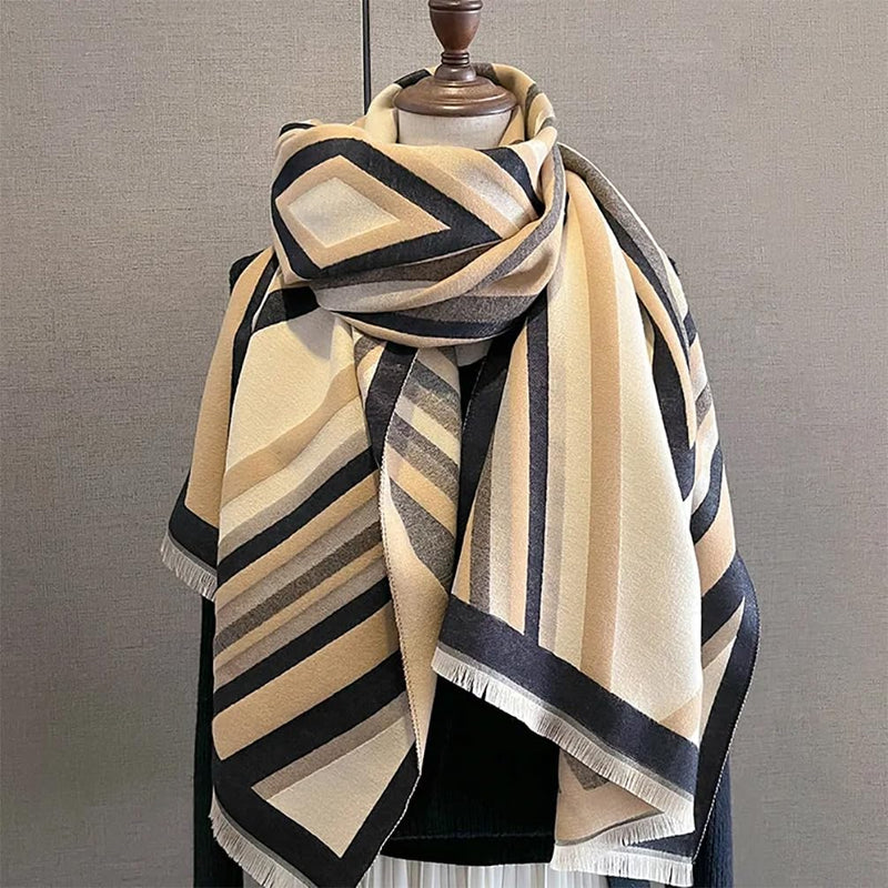 stylesilove Women Vivid Striped Cashmere Like Scarf Warm Ultra Soft Scarves Shawl Neck Wraps for All Season, 4 Colors
