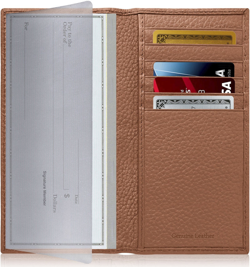 Genuine Leather Checkbook Cover – Card Slots, RFID Blocking