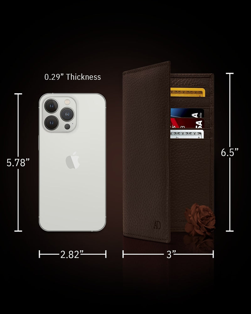 Genuine Leather Checkbook Cover – Card Slots, RFID Blocking