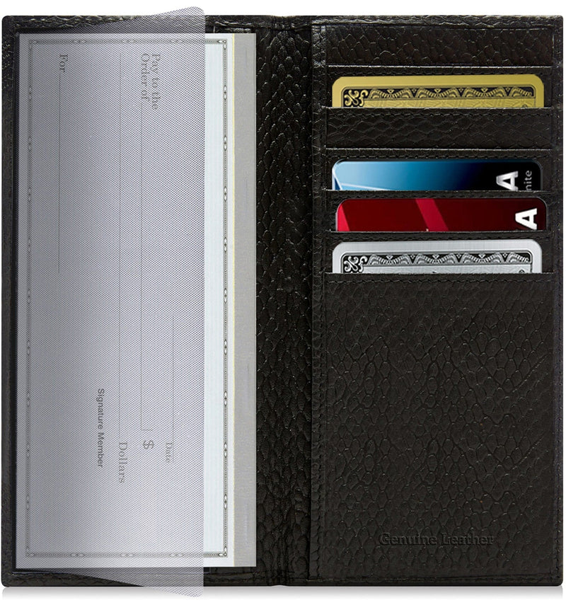 Genuine Leather Checkbook Cover – Card Slots, RFID Blocking