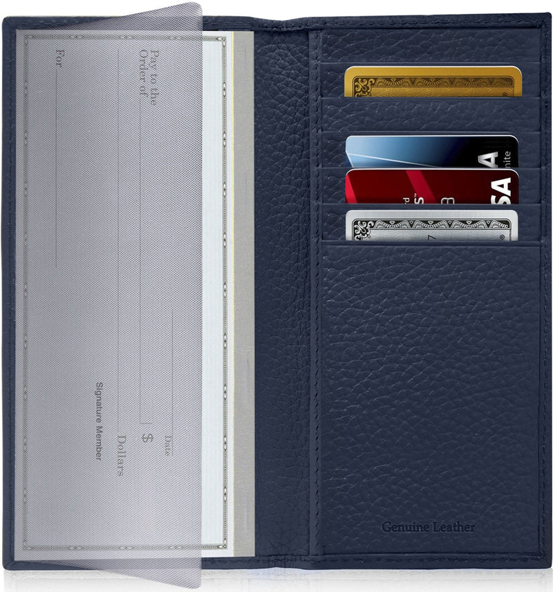 Genuine Leather Checkbook Cover – Card Slots, RFID Blocking