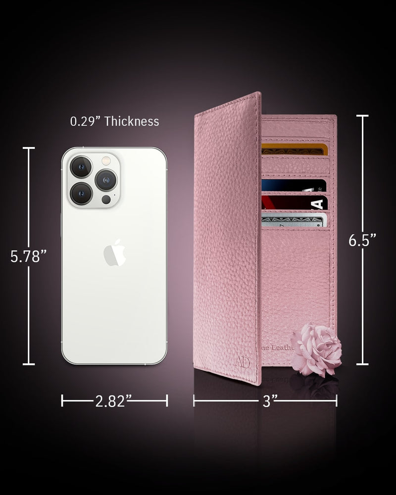Genuine Leather Checkbook Cover – Card Slots, RFID Blocking