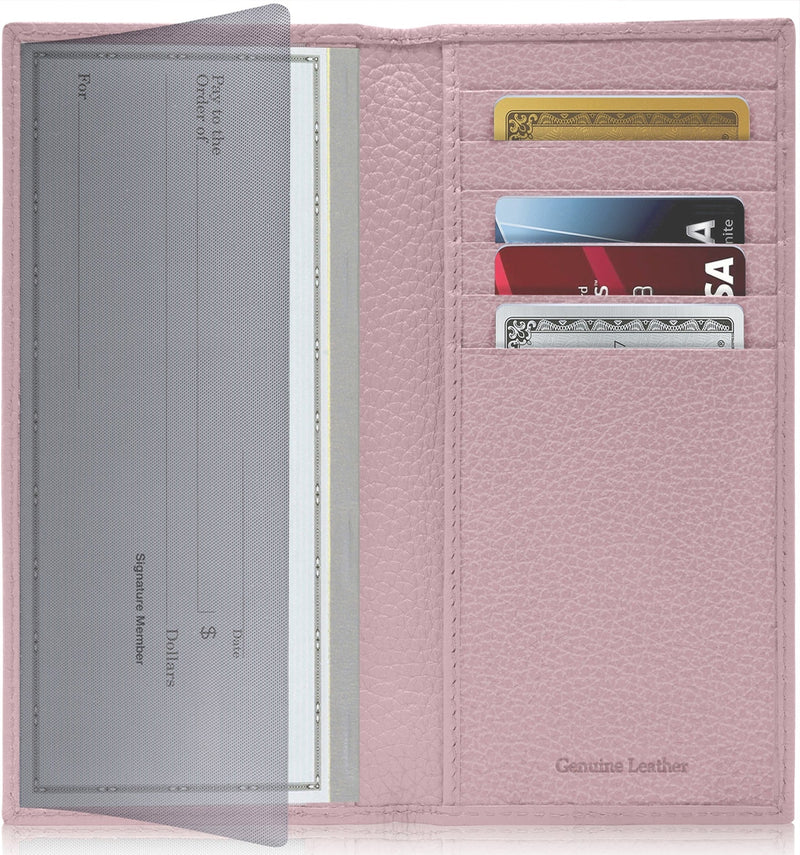 Genuine Leather Checkbook Cover – Card Slots, RFID Blocking