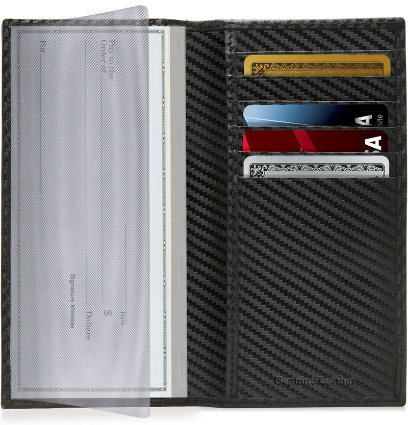 Genuine Leather Checkbook Cover – Card Slots, RFID Blocking