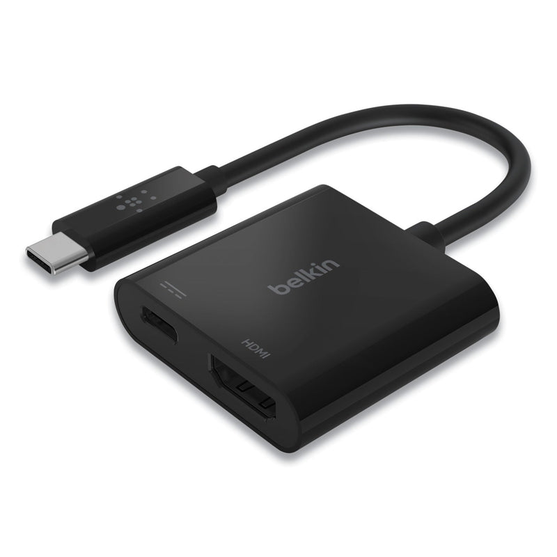 Belkin USB-C to HDMI + Charge Adapter, HDMI/USB-C(F)/USB-C(M), 2.53", Black