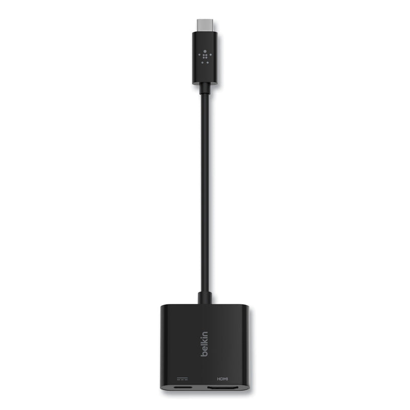 Belkin USB-C to HDMI + Charge Adapter, HDMI/USB-C(F)/USB-C(M), 2.53", Black