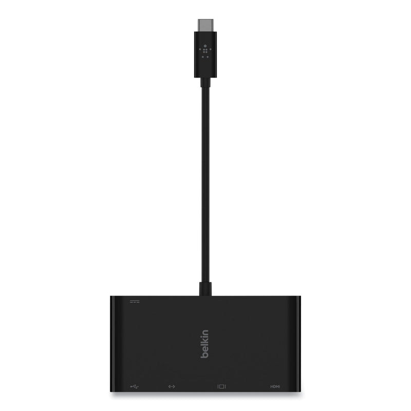 Belkin USB-C Multimedia + Charge Adapter, 4K HDMI/USB-A/USB-C/VGA, 4.9 ft, Black