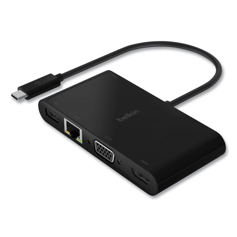 Belkin USB-C Multimedia + Charge Adapter, 4K HDMI/USB-A/USB-C/VGA, 4.9 ft, Black