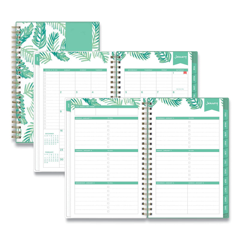 Blue Sky Day Designer Palms Weekly/Monthly Planner, Palms Artwork, 8 x 5, Green/White Cover, 12-Month (Jan to Dec): 2023