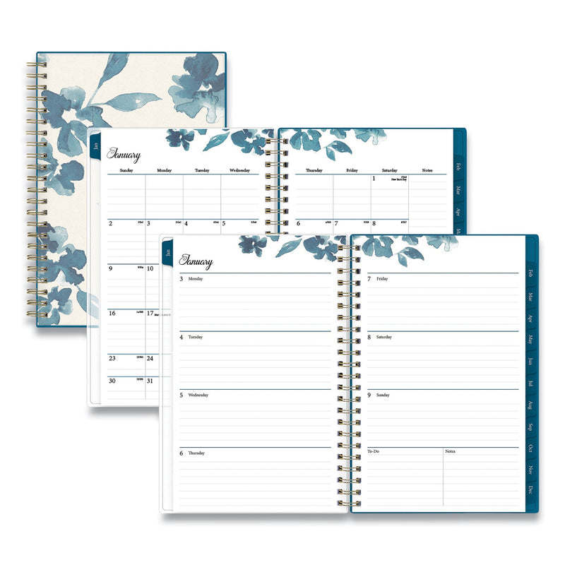 Blue Sky Bakah Blue Weekly/Monthly Planner, Bakah Blue Floral Artwork, 8 x 5, Blue/White Cover, 12-Month (Jan to Dec): 2023