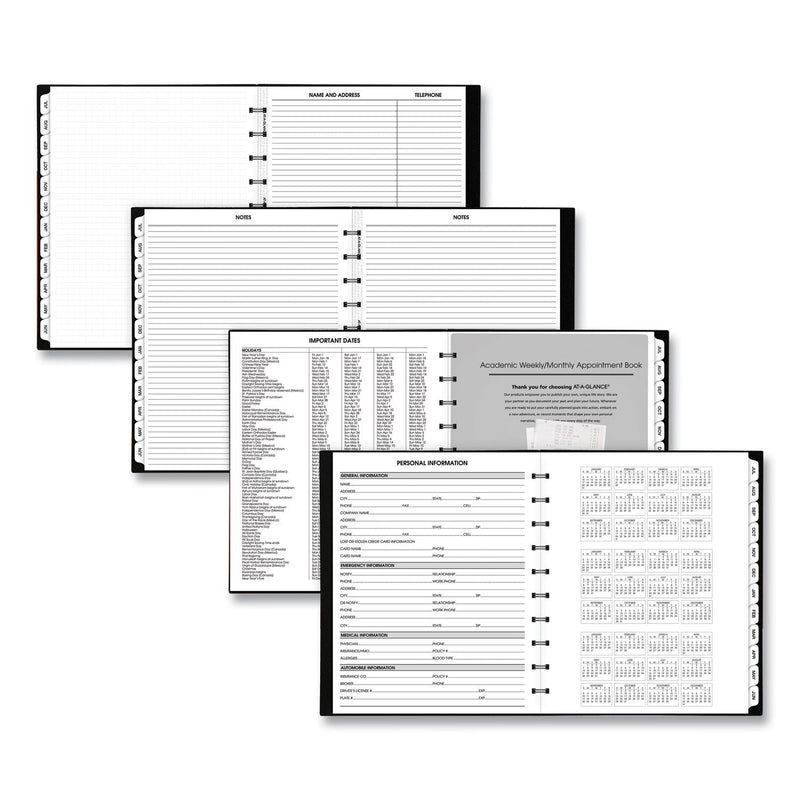AT-A-GLANCE Move-A-Page Academic Weekly/Monthly Planners, 11 x 9, Black Cover, 12-Month (July to June): 2022 to 2023