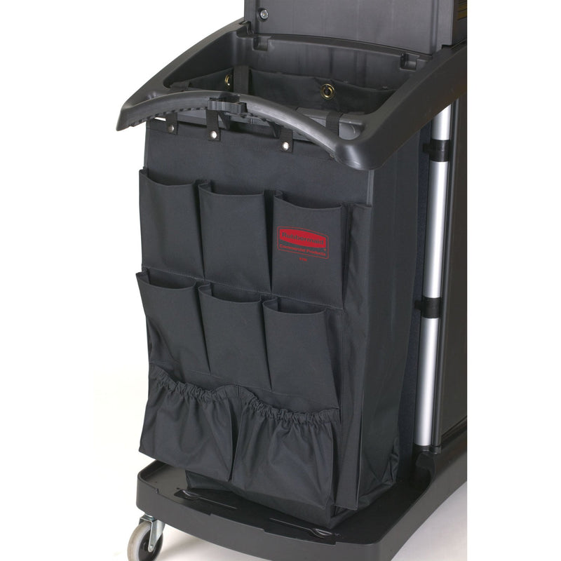 Rubbermaid Fabric 9-Pocket Cart Organizer, 19.75 x 1.5 x 28, Black