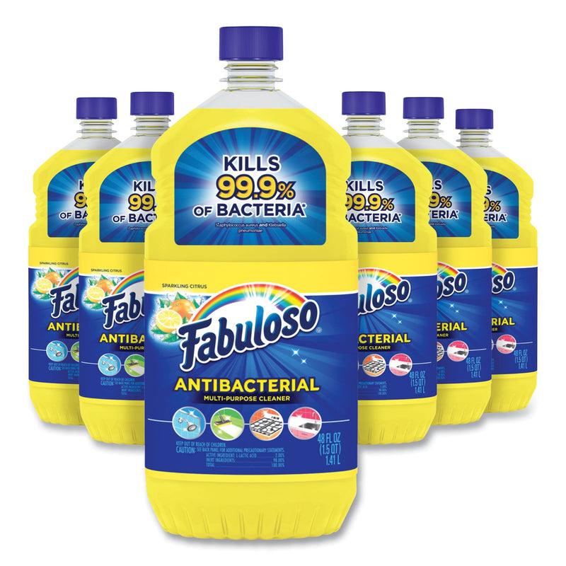Fabuloso Antibacterial Multi-Purpose Cleaner, Sparkling Citrus Scent, 48 oz Bottle, 6/Carton