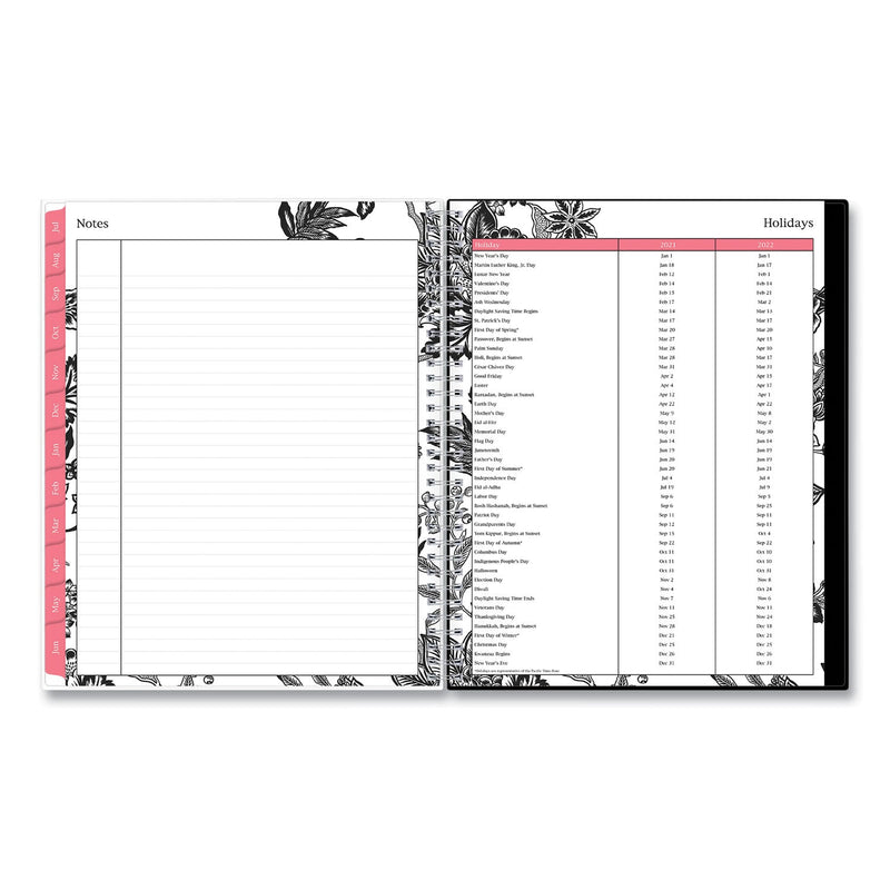 Blue Sky Analeis Create-Your-Own Cover Weekly/Monthly Planner, Floral, 11 x 8.5, White/Black/Coral, 12-Month (July-June): 2022-2023