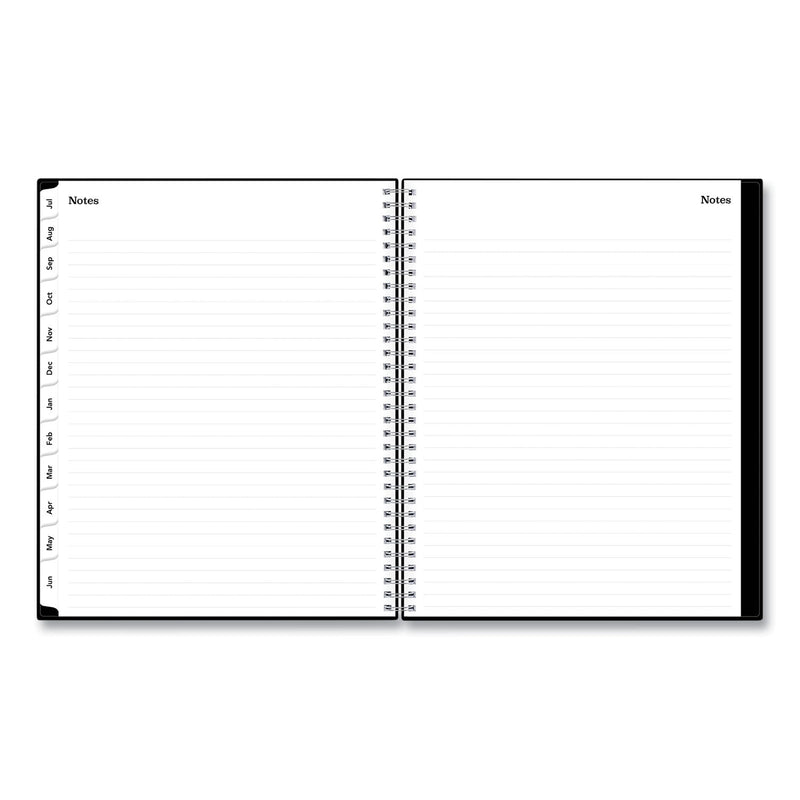 Blue Sky Solid Black Teacher's Weekly/Monthly Lesson Planner, Two-Page Spread (Nine Classes), 11 x 8.5, Black Cover, 2022 to 2023
