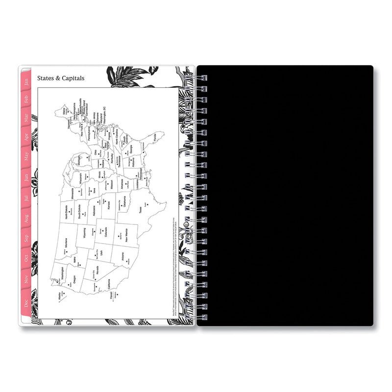 Blue Sky Analeis Create-Your-Own Cover Weekly/Monthly Planner, Floral, 8 x 5, White/Black/Coral, 12-Month (July to June): 2022 to 2023