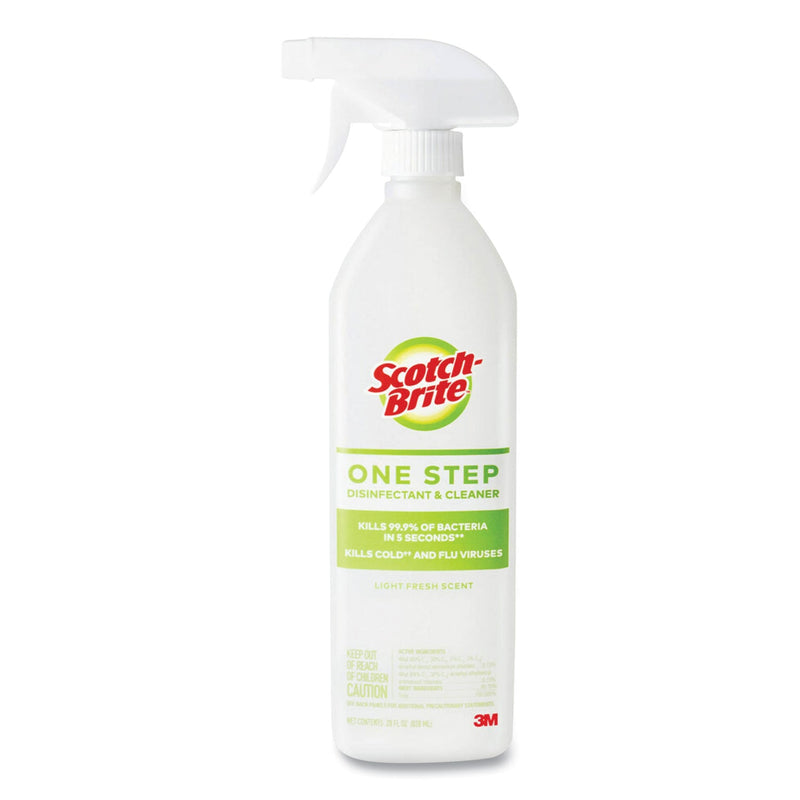 Scotch-Brite One Step Disinfectant and Cleaner, Light Fresh Scent, 28 oz Spray Bottle, 6/Carton