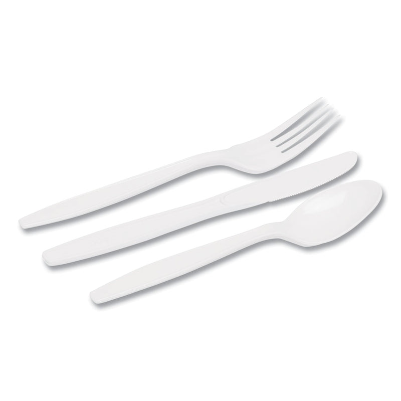 Dixie Combo Pack, Tray with White Plastic Utensils, 56 Forks, 56 Knives, 56 Spoons