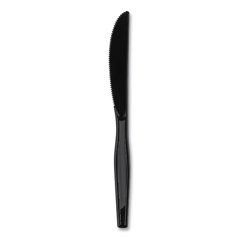 Dixie Plastic Cutlery, Heavyweight Knives, Black, 1,000/Carton
