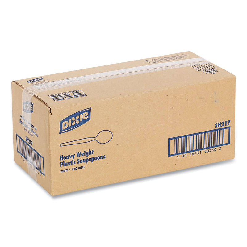 Dixie Plastic Cutlery, Heavyweight Soup Spoons, White, 1,000/Carton