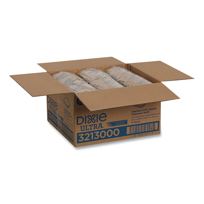 Dixie Interfold Napkin Refills, 2 Ply, 6 1/2x9 7/8, White, 500/Pk, 6 Pack/Ctn
