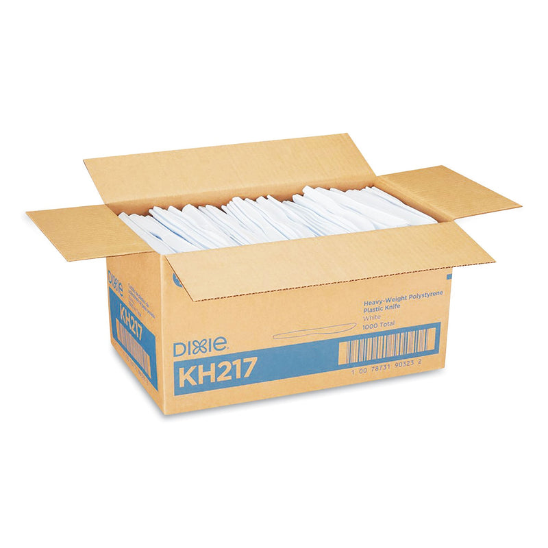 Dixie Plastic Cutlery, Heavyweight Knives, White, 1,000/Carton