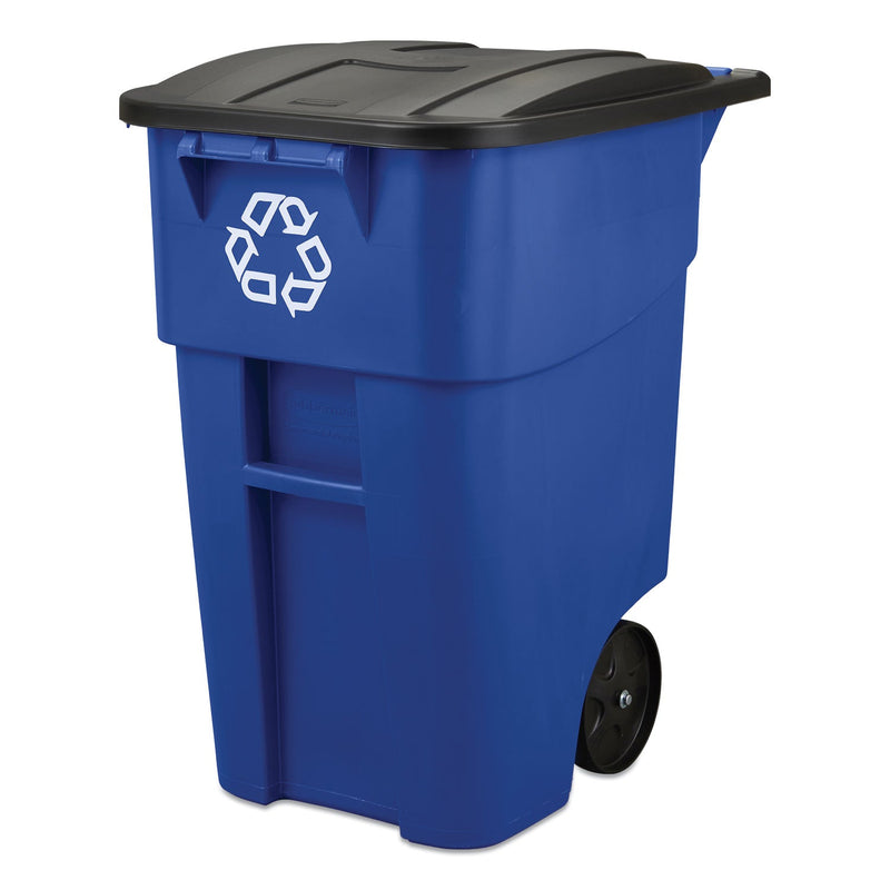 Rubbermaid Brute Recycling Rollout Container, Square, 50 gal, Blue