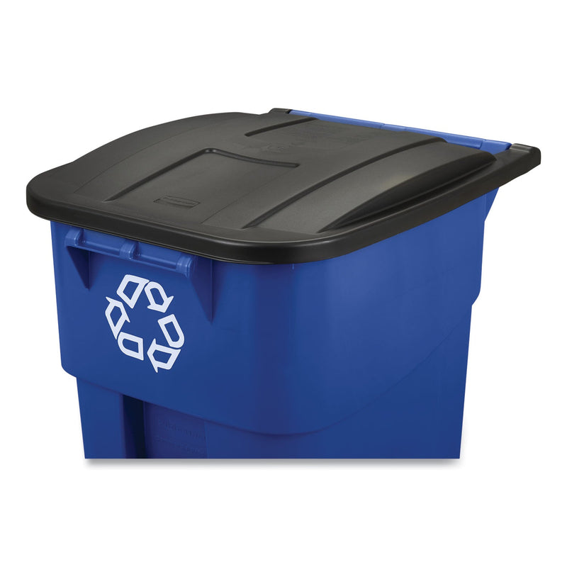 Rubbermaid Brute Recycling Rollout Container, Square, 50 gal, Blue