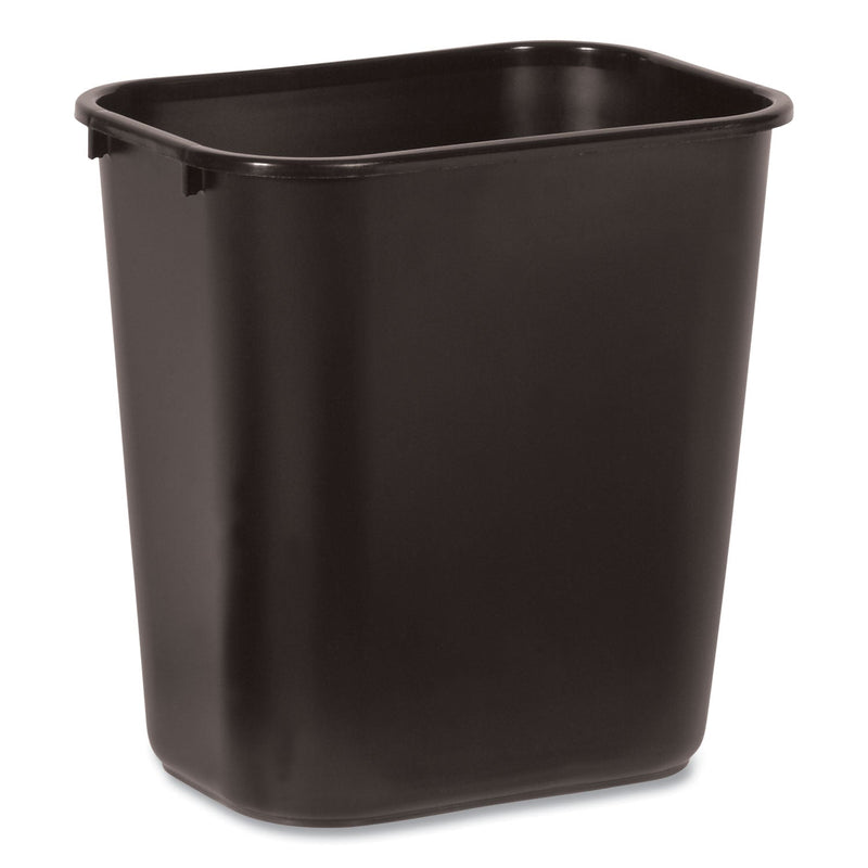 Rubbermaid Deskside Plastic Wastebasket, Rectangular, 7 gal, Black