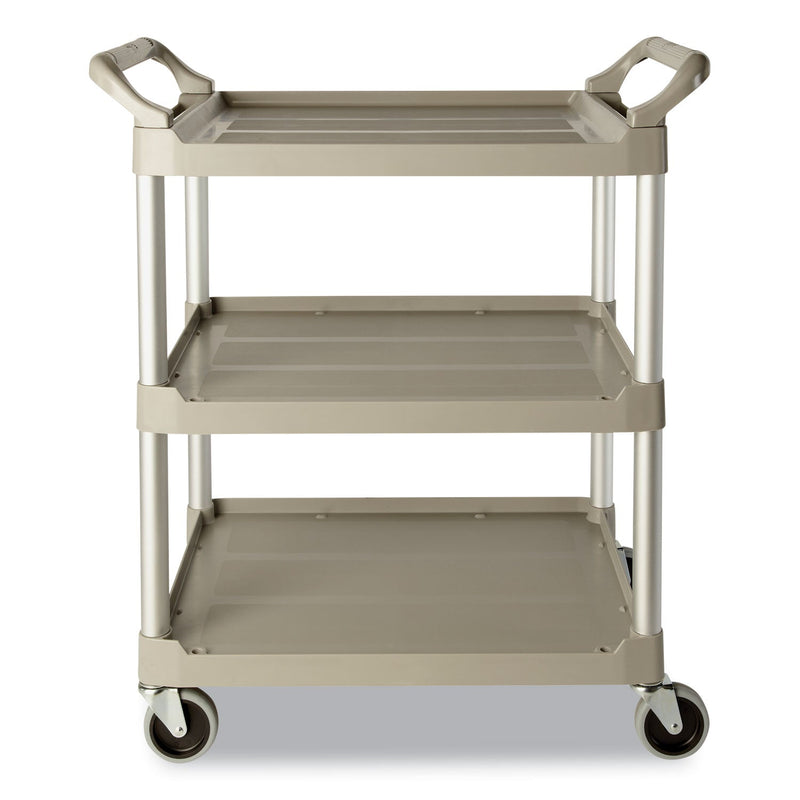 Rubbermaid Three-Shelf Service Cart, Plastic, 3 Shelves, 200 lb Capacity, 18.63" x 33.63" x 37.75", Off-White