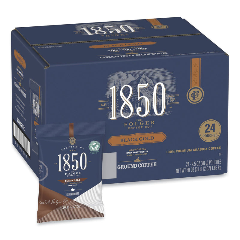 1850 Coffee Fraction Packs, Black Gold, Dark Roast, 2.5 oz Pack, 24 Packs/Carton