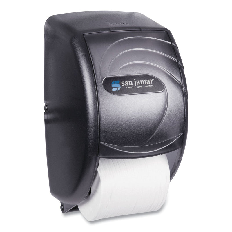 San Jamar Duett Standard Bath Tissue Dispenser, Oceans, 7.5 x 7 x 12.75, Transparent Black Pearl