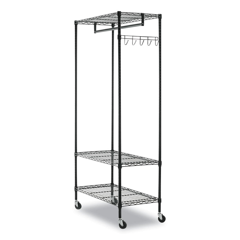 Alera Wire Shelving Garment Rack, 40 Garments, 48w x 18d x 75h, Black