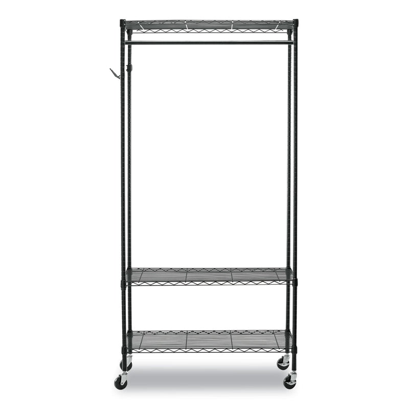 Alera Wire Shelving Garment Rack, 40 Garments, 48w x 18d x 75h, Black
