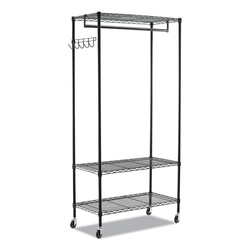Alera Wire Shelving Garment Rack, 40 Garments, 48w x 18d x 75h, Black
