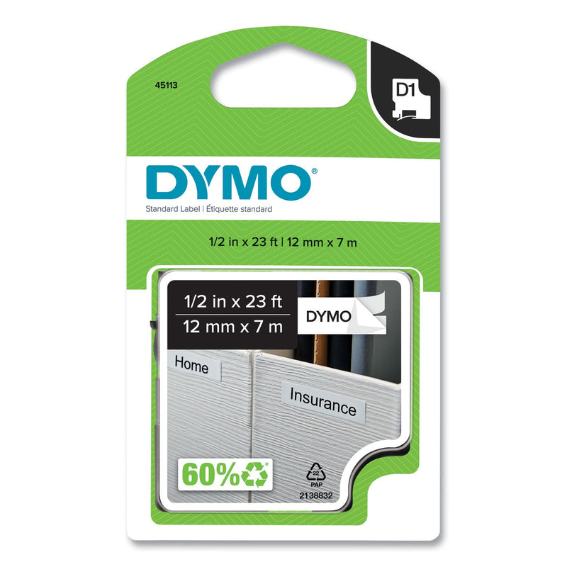 DYMO D1 High-Performance Polyester Removable Label Tape, 0.5" x 23 ft, Black on White