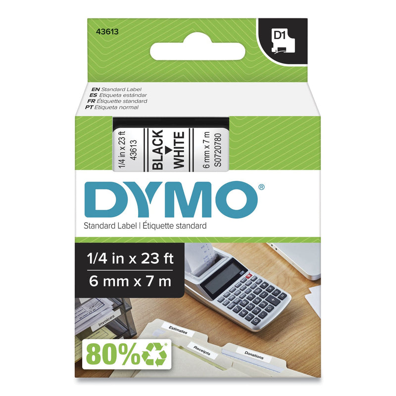 DYMO D1 High-Performance Polyester Removable Label Tape, 0.25" x 23 ft, Black on White