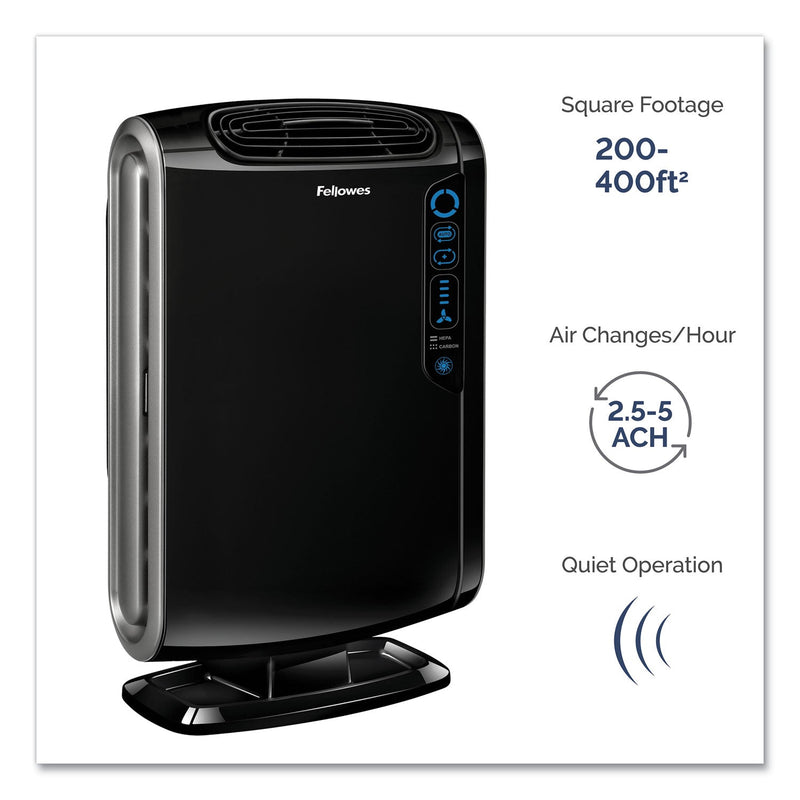 Fellowes HEPA and Carbon Filtration Air Purifiers, 200 to 400 sq ft Room Capacity, Black