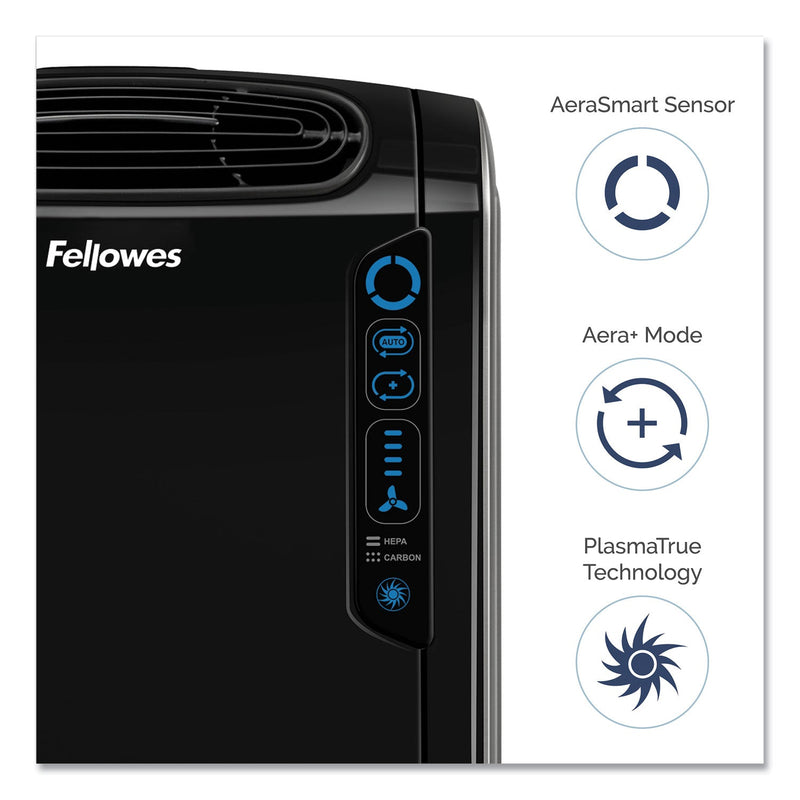 Fellowes HEPA and Carbon Filtration Air Purifiers, 200 to 400 sq ft Room Capacity, Black