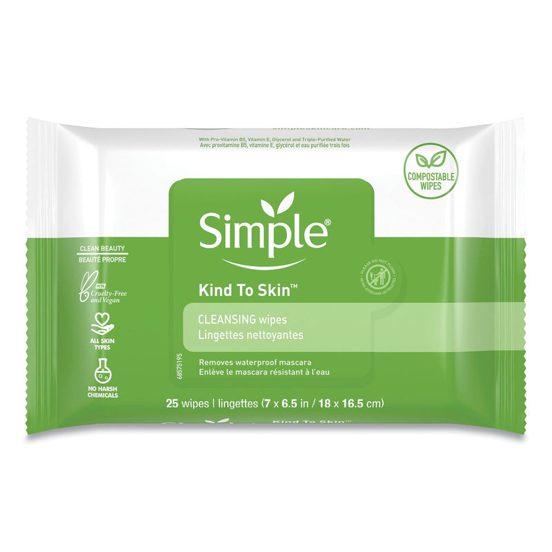 Simple Eye And Skin Care, Facial Wipes, 25/Pack, 6 Packs/Carton