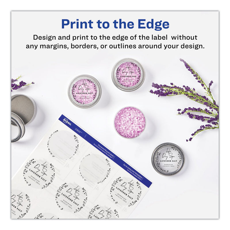 Avery Printable Self-Adhesive Permanent ID Labels w/Sure Feed, 0.75" dia, Clear, 400/PK