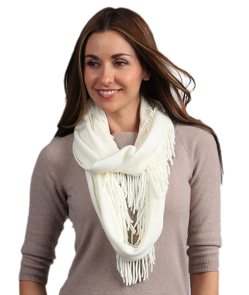 stylesilove Knitted Lightweight Infinity Fringe Women Fashion Scarf - 3 Colors