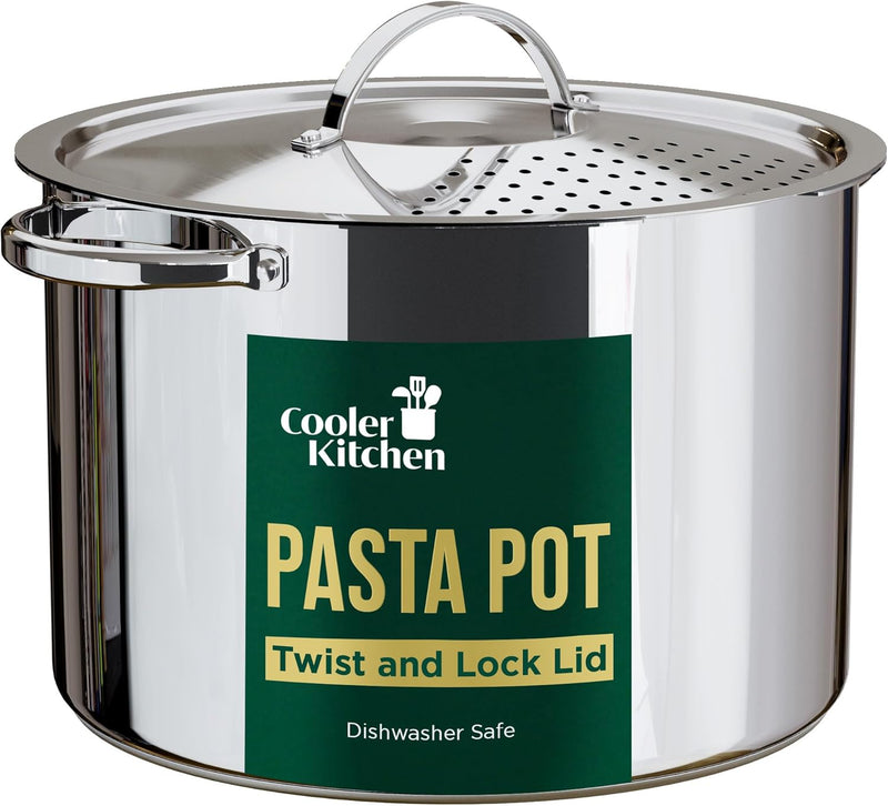 Stainless Steel Pasta Pot with Strainer Lid (5.5 Qt)