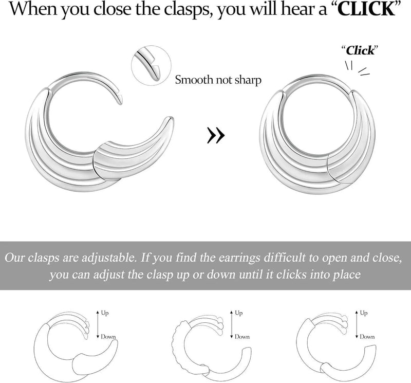 Stacking 3 Pieces Small Hoop Huggie Earrings Set for Women, Silver Stud Earrings for Multiple Piercing Hypoallergenic Trendy Jewelry, Dainty Jackets Cartilage Cubic Zircon Earrings for Women's Gifts