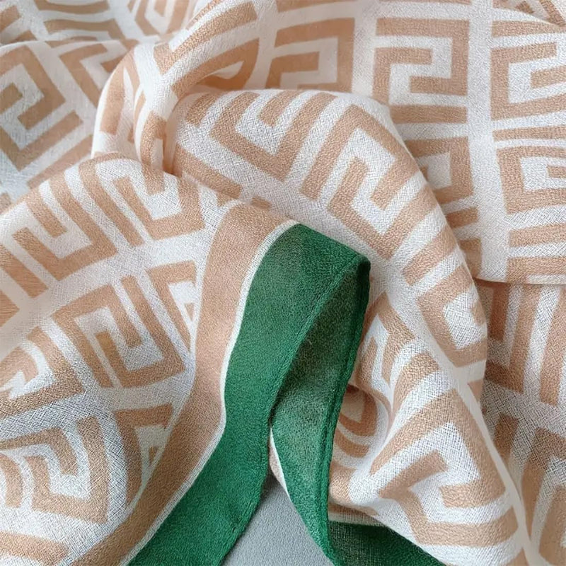 stylesilove Women Geometric Maze Print Scarf with Border Design Soft Shawl Scarves Neck Wraps for All Season, 3 Colors