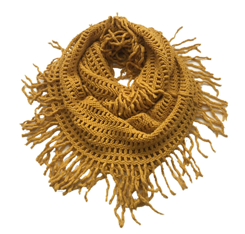 stylesilove Women Cozy Knit Tassel Infinity Loop Scarf - 8 Colors
