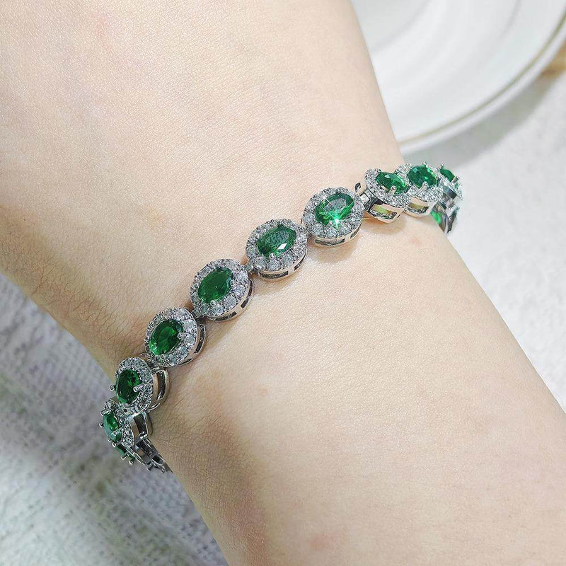 Colorful CZ Halo Tennis Chain Bracelet, Multicolor Gemstone Bridal Jewelry, Unique Pattern Gift for Her, Cubic Zirconia Bridesmaid Bracelet
