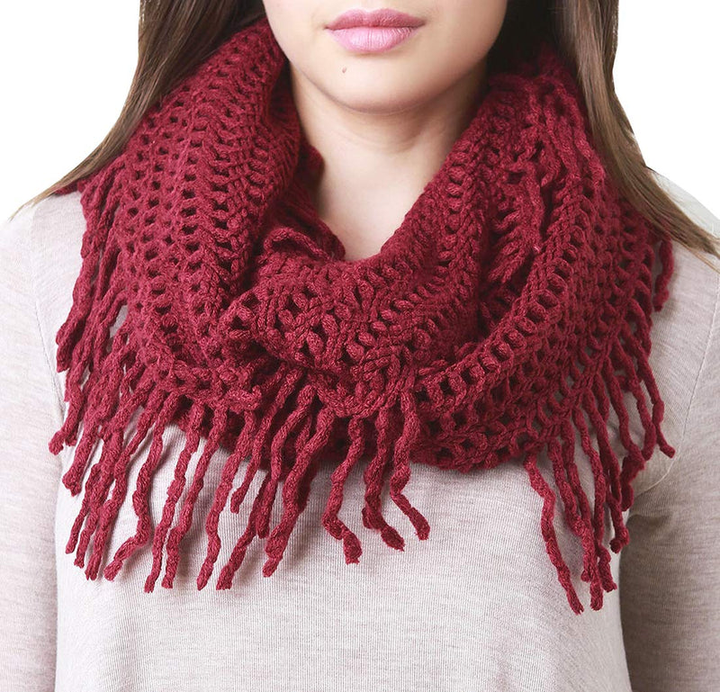 stylesilove Women Cozy Knit Tassel Infinity Loop Scarf - 8 Colors
